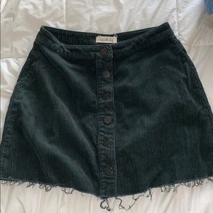 Unpublished green cordouroy button up skirt